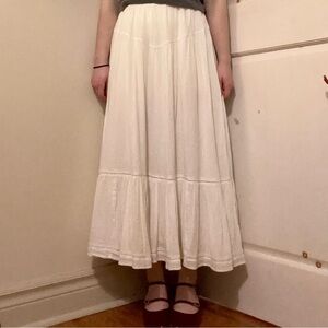 Aerie White Poplin Tiered Maxi Skirt Women’s Size Medium